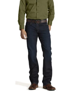 Ariat Men's M5 Rebar Dark Wash Low Rise Straight Work Jeans -Wrang Men Jeans Shop 010J19 N9 P2