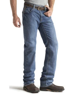 Ariat Men's FR M3 Medium Wash Loose Basic Stackable Straight Leg Jean -Wrang Men Jeans Shop 086P41 N9 P2