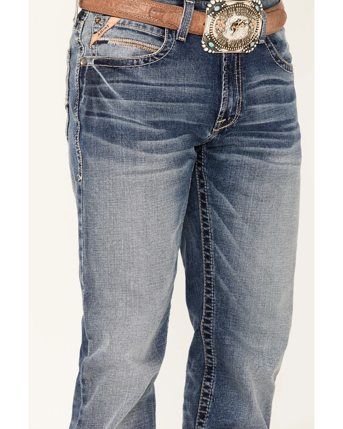 Ariat Men's M4 Dakota Medium Wash Stretch Relaxed Straight Jeans 2 Ariat Men's M4 Dakota Medium Wash Stretch Relaxed Straight Jeans - Image 2