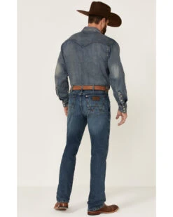 Wrangler Retro Men's Hereford Medium Wash Stretch Slim Straight Jeans -Wrang Men Jeans Shop 2000346855 400 P3