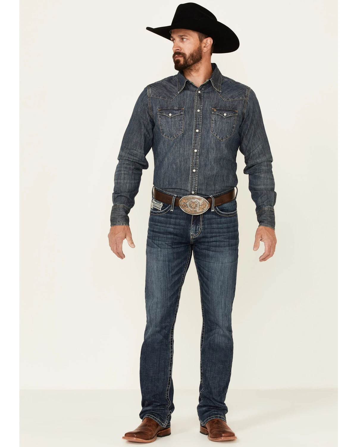 Cinch Men's Ian Dark Wash Performance Stretch Slim Bootcut Jeans 1 Cinch Men's Ian Dark Wash Performance Stretch Slim Bootcut Jeans