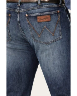 Wrangler Retro Men's Ranch Med Dark Wash Stretch Slim Straight Jeans -Wrang Men Jeans Shop 2000359720 415 P4