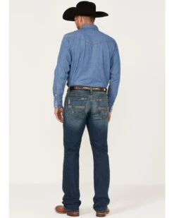 Cinch Men's Ian Dark Stonewash Performance Stretch Slim Bootcut Jeans -Wrang Men Jeans Shop 2000362785 402 P3