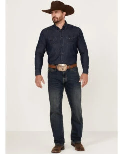 Rock & Roll Denim Men's Hooey Dark Wash Double Barrel Reflex Stackable Bootcut Jeans -Wrang Men Jeans Shop 2000367638 201 P3