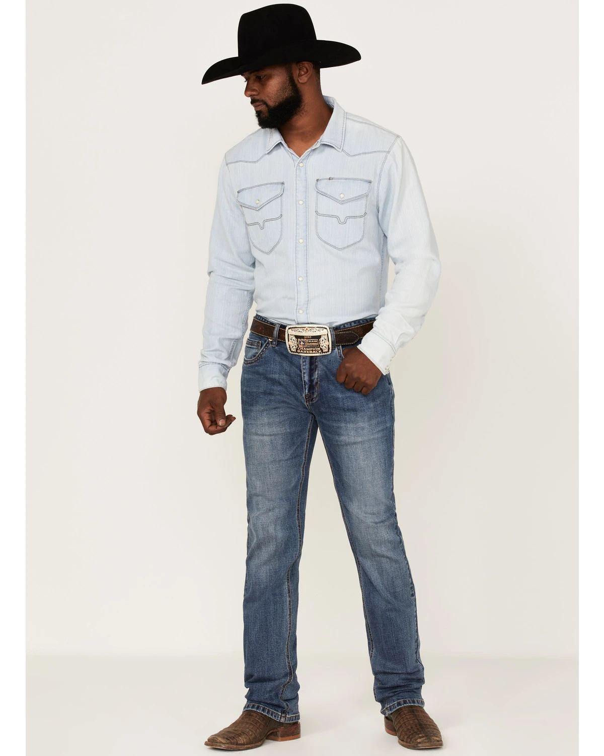 Rock & Roll Denim Men's Hooey Revolver Medium Wash Reflex Stretch Slim Straight Jeans 3 Rock & Roll Denim Men's Hooey Revolver Medium Wash Reflex Stretch Slim Straight Jeans - Image 3