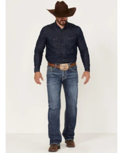 Rock & Roll Denim Men's Dark Wash Double Barrel Stretch Relaxed Straight Jeans -Wrang Men Jeans Shop 2000367642 201 P3