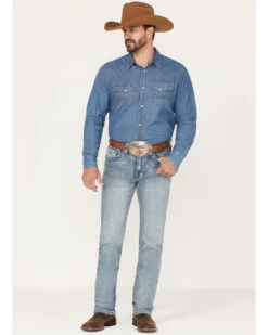 Rock & Roll Denim Men's Medium Wash Mid Rise Bootcut Jeans -Wrang Men Jeans Shop 2000368123 414 P3