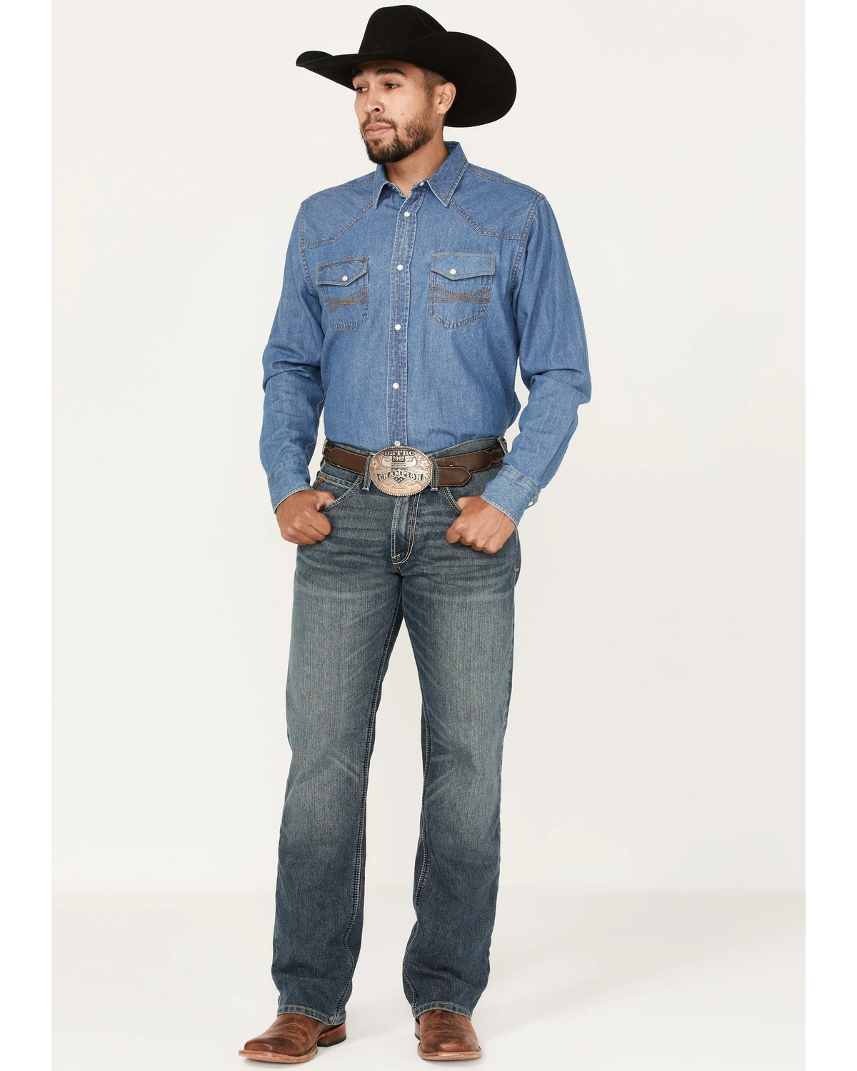 Ariat Men's M5 Louisville Seneca Medium Wash Stretch Straight Leg Jeans - Big 1 Ariat Men's M5 Louisville Seneca Medium Wash Stretch Straight Leg Jeans - Big