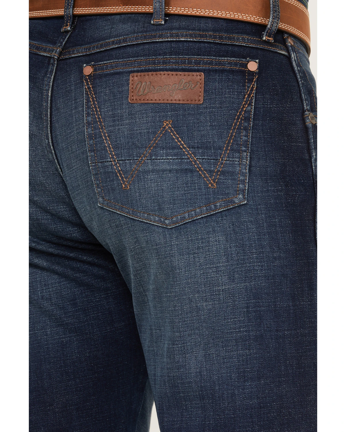 Wrangler Retro Men's 88MWZ Stone Dark Wash Slim Straight Stretch Denim Jeans 4 Wrangler Retro Men's 88MWZ Stone Dark Wash Slim Straight Stretch Denim Jeans - Image 4