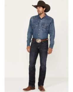 Rock & Roll Denim Men's Revolver Dark Vintage Wash Slim Straight Reflex Denim Jeans -Wrang Men Jeans Shop 2000386197 416 P3